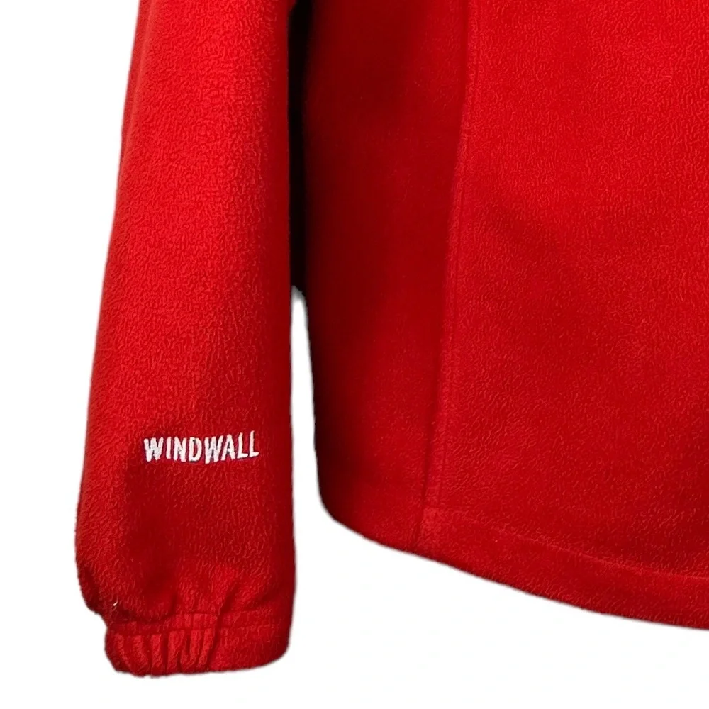 The North Face Men’s Red Zip Up Fleece Jacket Size Small Windwall Embroidery‎